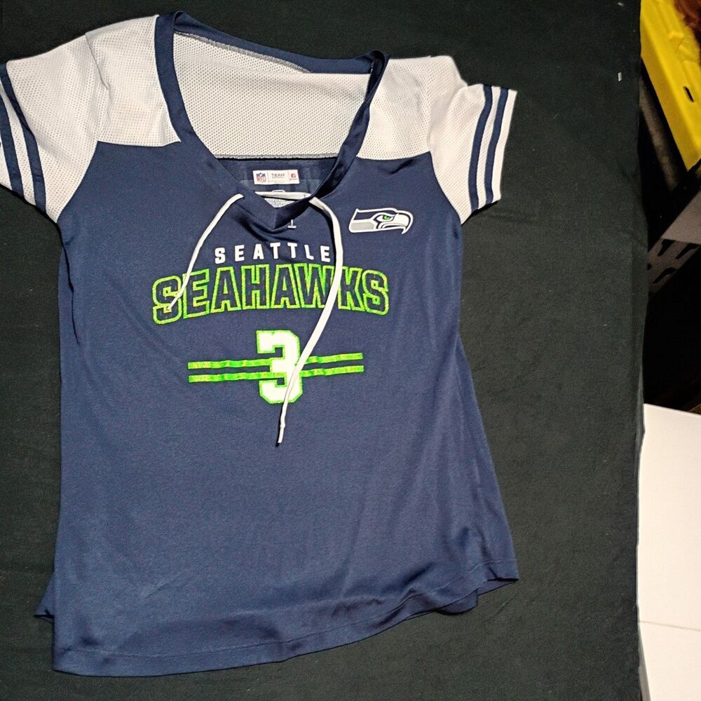 NFL Seattle Seahawks Russell Wilson #3 Girls Jersey, L, Blue/White/Green